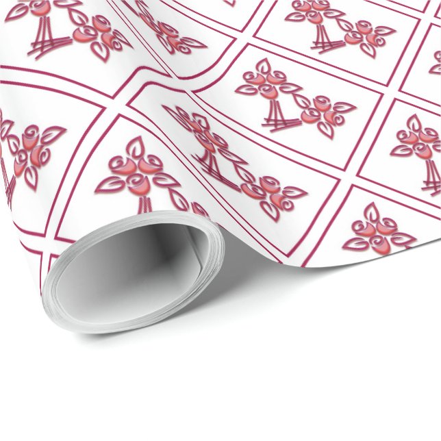 Bouquet Print Red Geschenkpapier (Rolleneckpunkt)