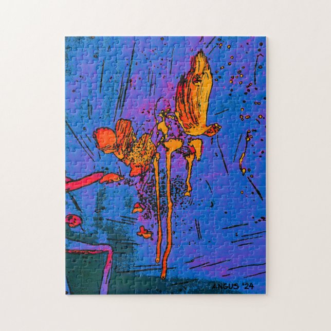 Bouquet Puzzle aus Angus World in Bue und Gold (Vertikal)