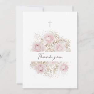 Bouquet rosa Tauf-Dankeskarten Einladung