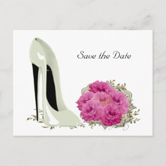 Bouquet-Rose und Hochzeitstiletto-Geschenke Ankündigungspostkarte