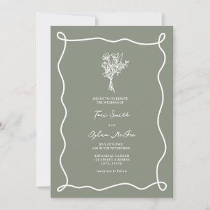 Bouquet Swirl Sage Green Wedding Einladung