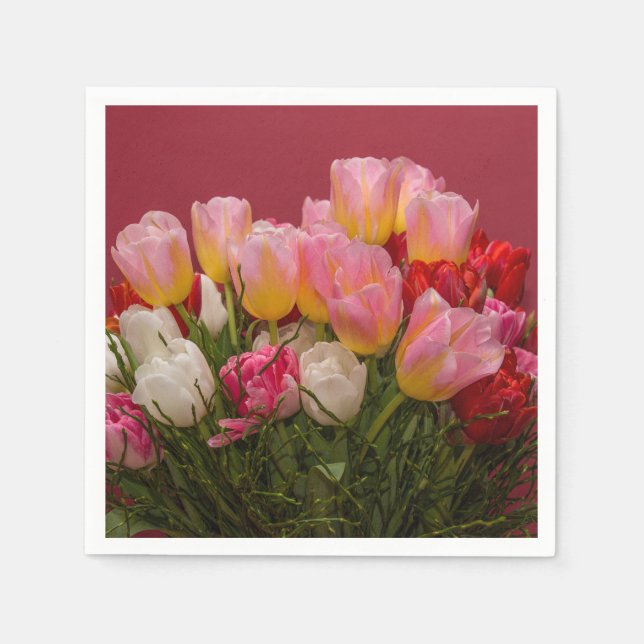 Bouquet Tulips Papier Napkin Serviette (Vorderseite)