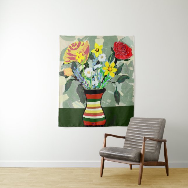 Bouquet und Vase Wandteppich (Beispiel)