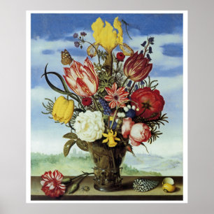 Bouquet von Blume an einer Kante Poster