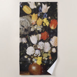 Bouquet von Blume in einer Erdenware-Vase Strandtuch