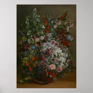 Bouquet von Blume in einer Vase von Gustave Courbe Poster