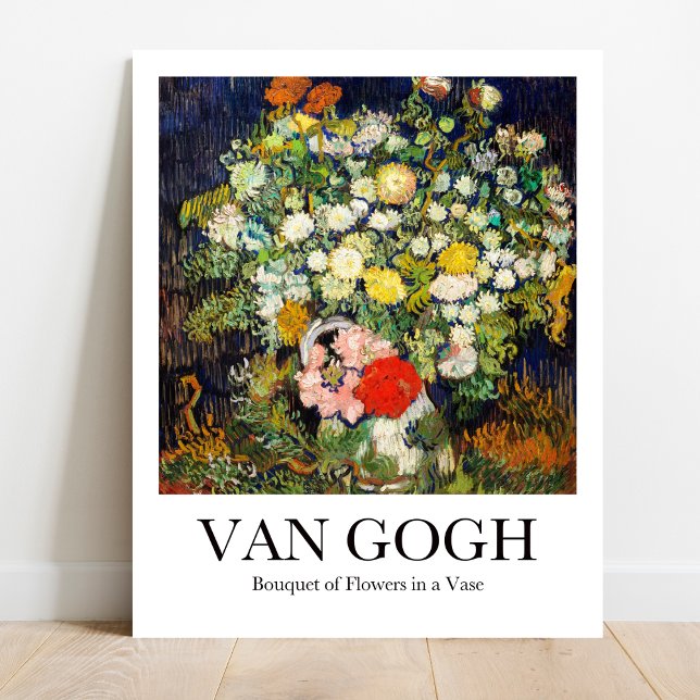 Bouquet von Blume in einer Vase von Vincent van Go Poster (Van Gogh's Vibrant Blooms: "Bouquet of Flowers." Museum-quality poster)
