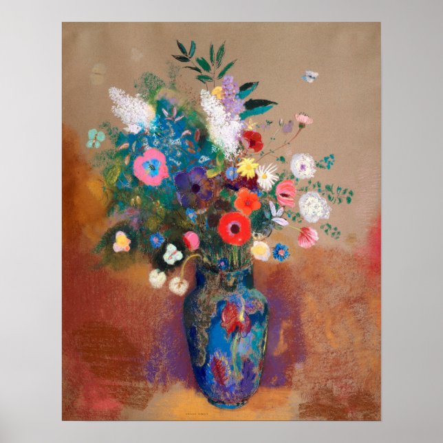 Bouquet von Blume von Odilon Redon Poster (Vorne)