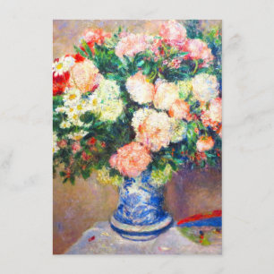 Bouquet von Chrysanthema und ein japanischer Fan Begleitkarte