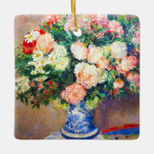 Bouquet von Chrysanthema und ein japanischer Fan Keramikornament