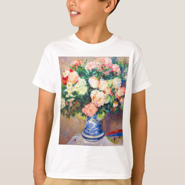 Bouquet von Chrysanthema und ein japanischer Fan T-Shirt (Vorderseite)
