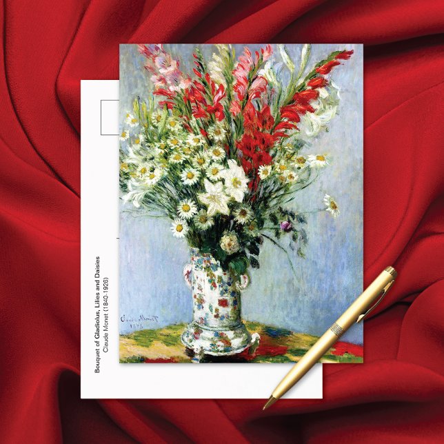 Bouquet von Gladiolus Lilies Daisies Claude Monet Postkarte (Von Creator hochgeladen)