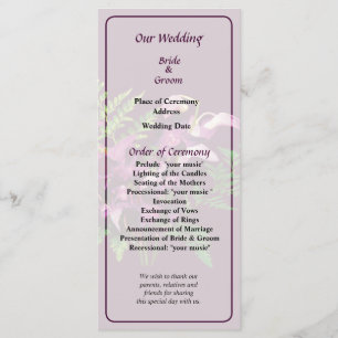 Bouquet von Lila Orchideen und Fern Wedding Progra Programm