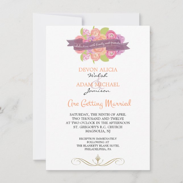 Bouquet von Ranunculus Wedding Einladung (Vorderseite)