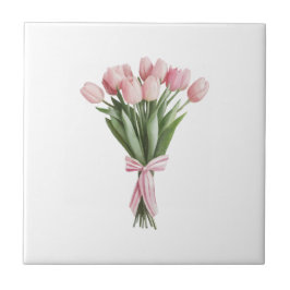 Bouquet von rosa Tulips Fliese