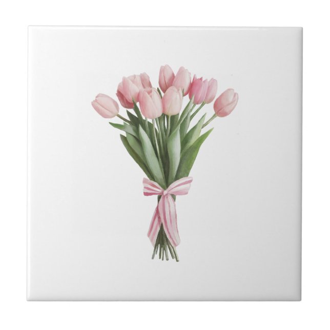 Bouquet von rosa Tulips Fliese (Vorderseite)