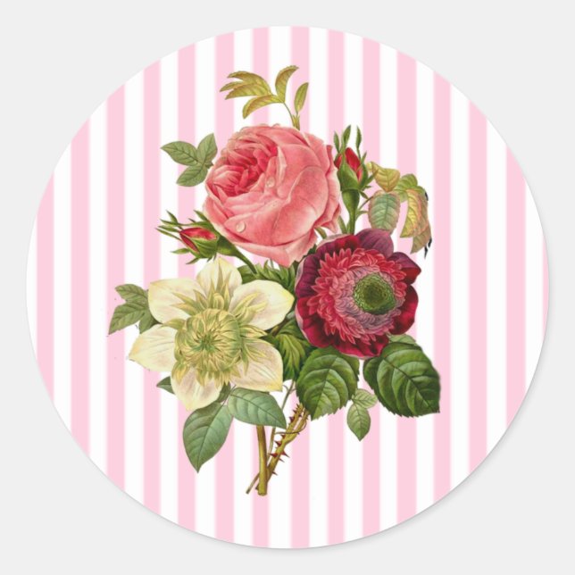 Bouquet von Rose Shabby Blumenschmuck Runder Aufkleber (Vorderseite)