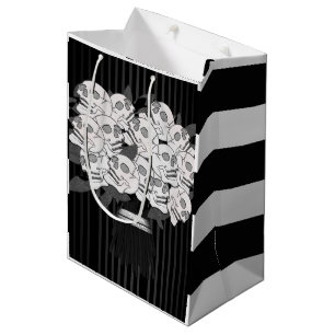 Bouquet von Skull-Rose Schwarz-Weiß-Party Hochzeit Mittlere Geschenktüte
