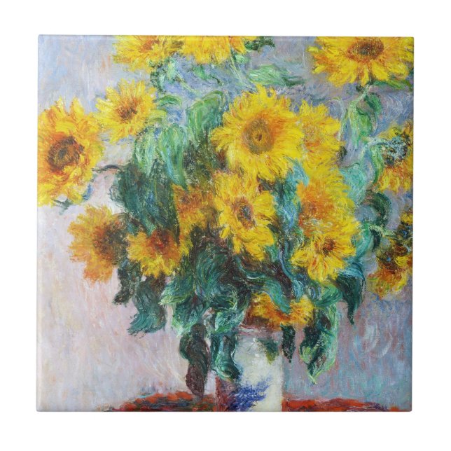 Bouquet von Sonnenblumen, 1880 Claude Monet Fliese (Vorderseite)