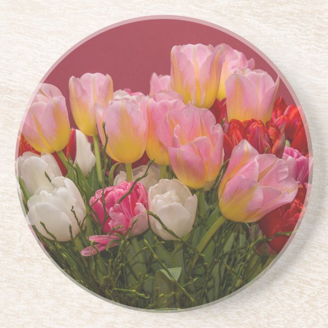 Bouquet von Tulips Sandstone Untersetzer (Vorne)