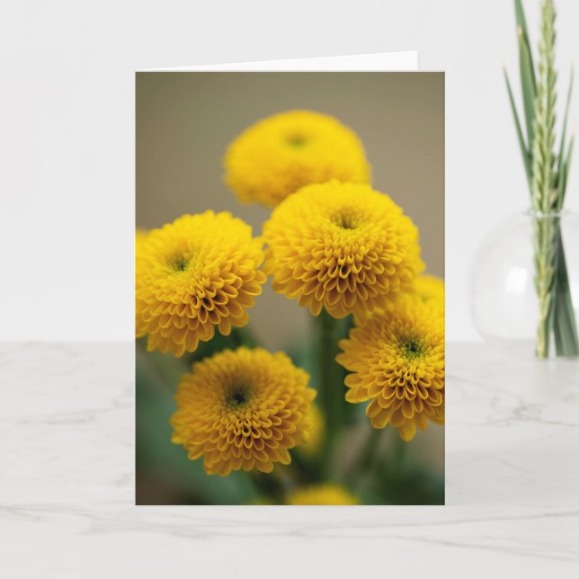 Bouquet von Yellow Santini Chrysanthemum Blume Karte (Vorderseite)