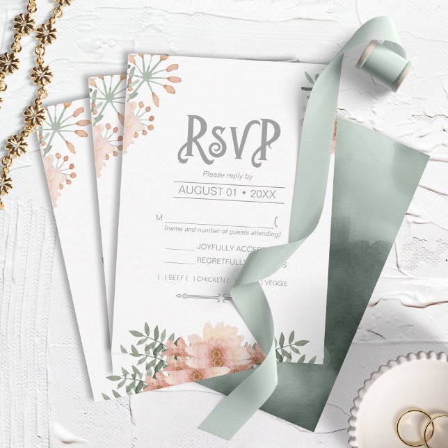 Bouquet Wedding Blush ID654 RSVP Karte (Von Creator hochgeladen)