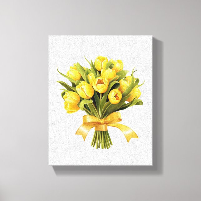 Bouquet Yellow Tulips Blume Leinwanddruck (Vorderseite)