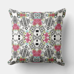 Bouquets aus rosa Blume Blume auf geometrisch Kissen