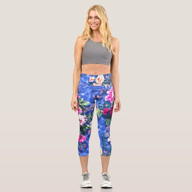 Bouquets mit Rose Capri Leggings (Vorderseite)