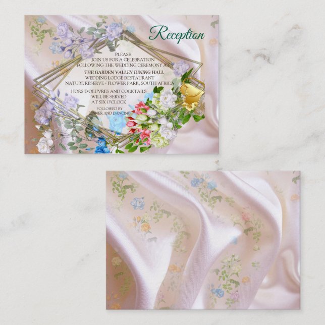 Bouquets von mehrfarbigen Rose auf Seidentexturen Begleitkarte (Vorne/Hinten)