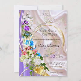 Bouquets von mehrfarbigen Rose auf Seidentexturen Einladung