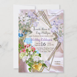 Bouquets von mehrfarbigen Rose auf Seidentexturen Einladung