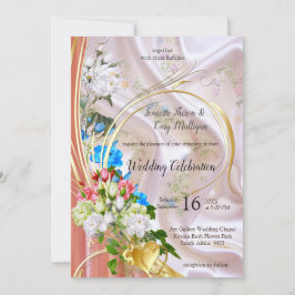 Bouquets von mehrfarbigen Rose auf Seidentexturen Einladung