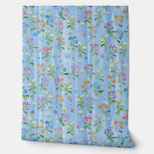 Bouquets von mehrfarbigen Rose auf Seidentexturen Tapete (Abrollen)