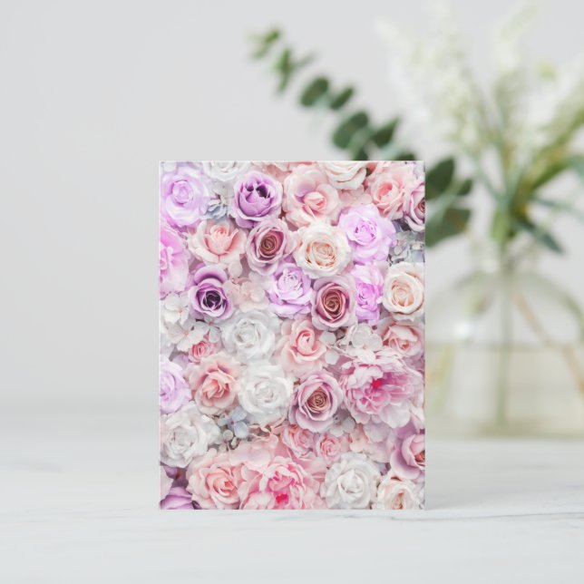 Bouquets von Rose 2 Feiertagspostkarte (Stehend Vorderseite)