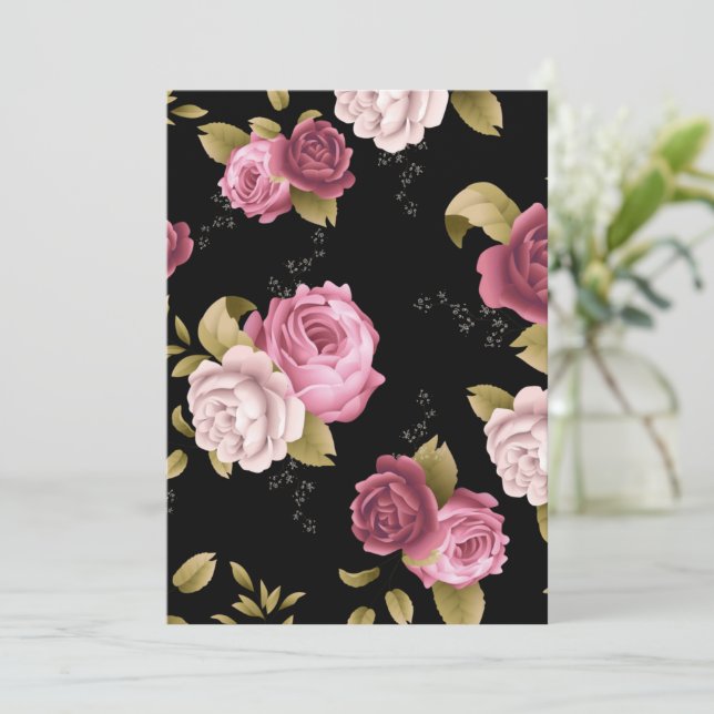 Bouquets von Rose 3 Karte (Stehend Vorderseite)