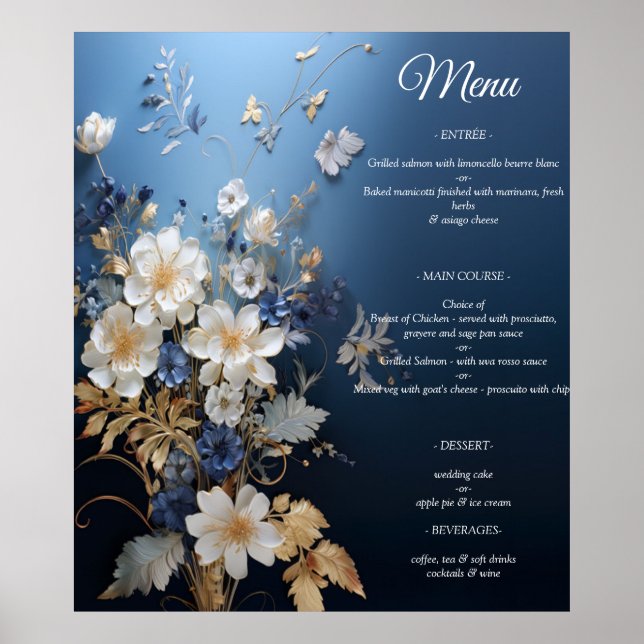 Bouquets von Silky Blue White und Gold Edges Poster (Vorne)