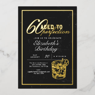 Bourbon 'Aged to Perfection' 60. Geburtstagsfeier Folieneinladung