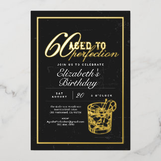 Bourbon 'Aged to Perfection' 60. Geburtstagsfeier Folieneinladung