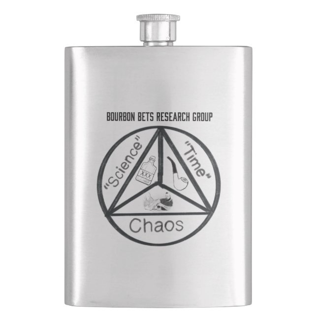 Bourbon Bets Research Group Flask Flachmann (Vorderseite)