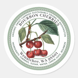 Bourbon Cherries Label mit Vintager Kirsche Runder Aufkleber