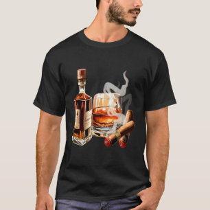 Bourbon Drinks Zigarren Drinker Papa Vater T-Shirt