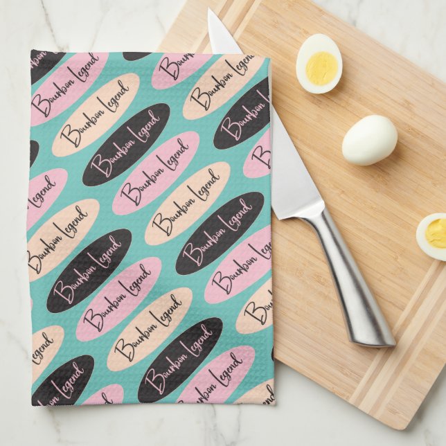 Bourbon Legend Ovals pnk/schwarz/aqua Küchentuch (Viertel Falte)