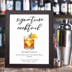 Bourbon Smash oder Whiskey Sour Signature Cocktail Poster