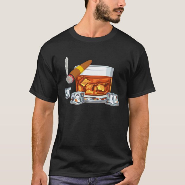 Bourbon Smoking Cigar  Mens Drinking T-Shirt (Vorderseite)