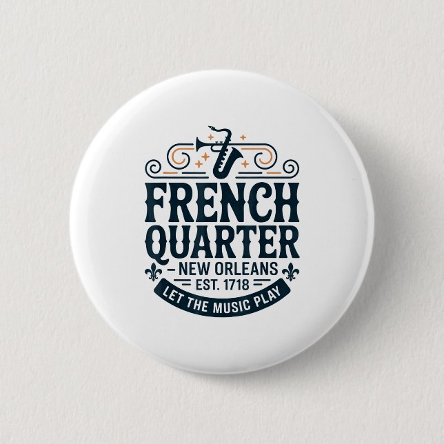 Bourbon Street French Quarter New Orleans Mardi Gr Button (Vorderseite)