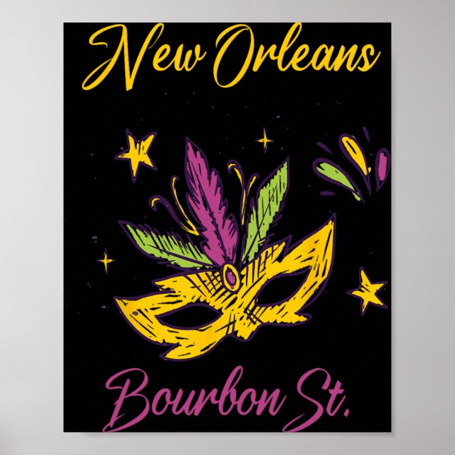 Bourbon Street French Quarter New Orleans Mardi Gr Poster (Vorne)