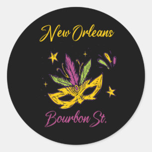 Bourbon Street French Quarter New Orleans Mardi Gr Runder Aufkleber