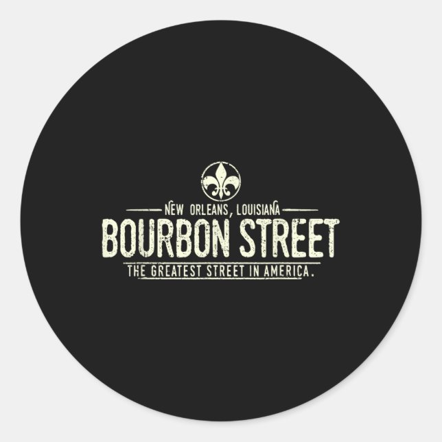 Bourbon Street New Orleans Louisiana Distressed  Runder Aufkleber (Vorderseite)