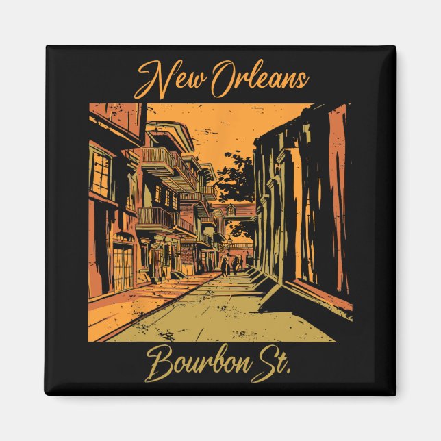 Bourbon Street New Orleans Souvenir Louisiana Mard Magnet (Vorne)